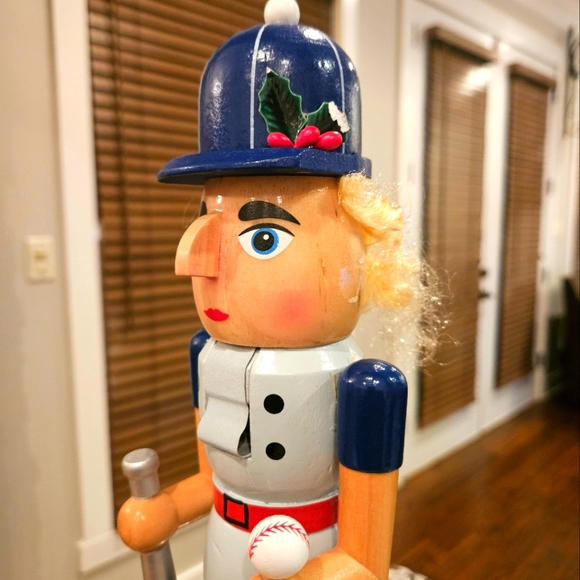 Baseball/Softball Player 14" Wood Nutcracker - Picture 6 of 7